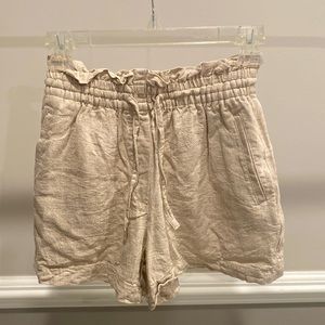 H&M Tan Linen Shorts with Drawstring Size XS